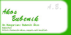 akos bubenik business card